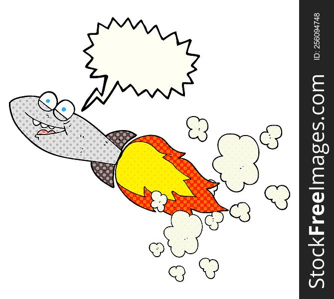 freehand drawn comic book speech bubble cartoon missile