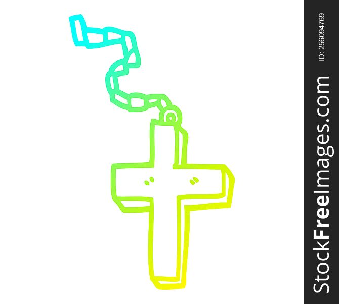 cold gradient line drawing of a cartoon metal cross