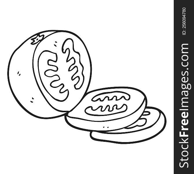 black and white cartoon sliced tomato