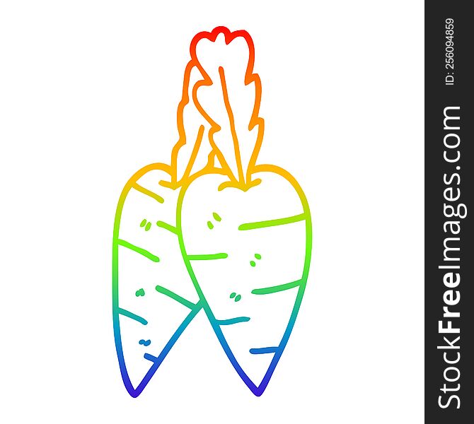 Rainbow Gradient Line Drawing Cartoon Organic Carrots