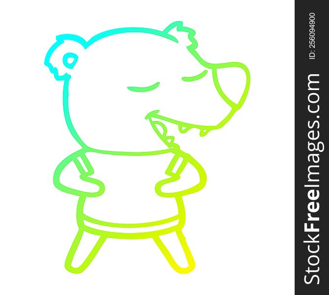 Cold Gradient Line Drawing Cartoon Bear
