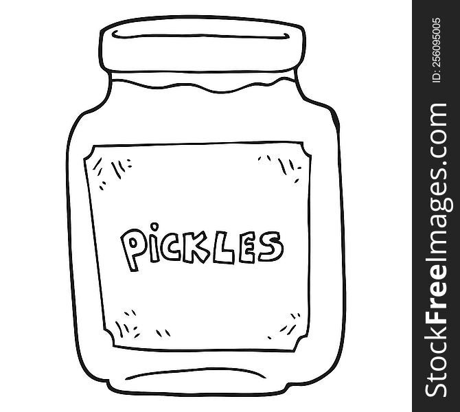 freehand drawn black and white cartoon pickle jar