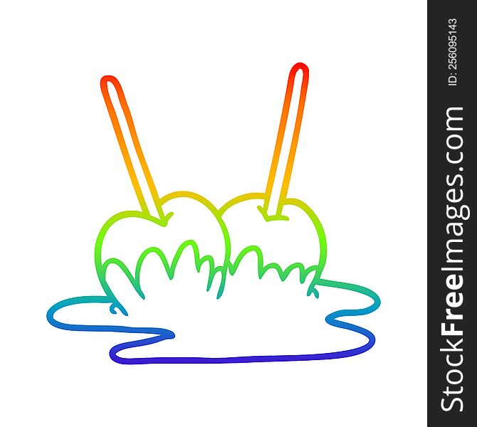 rainbow gradient line drawing of a toffee apples