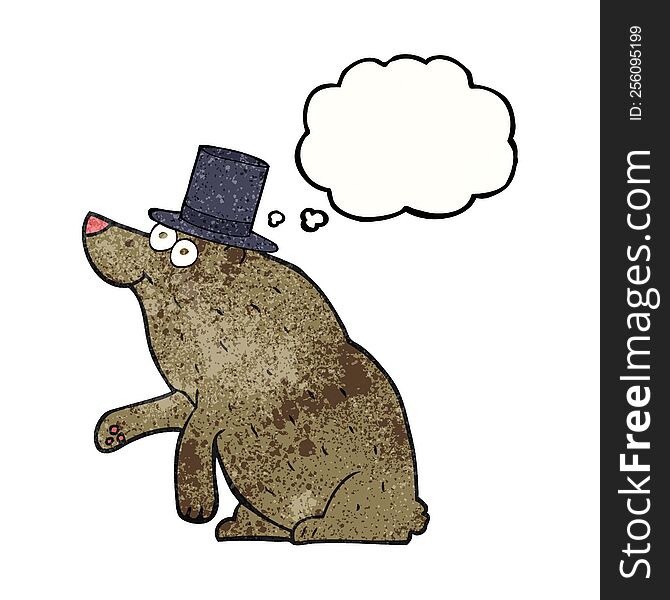 Thought Bubble Textured Cartoon Bear In Top Hat