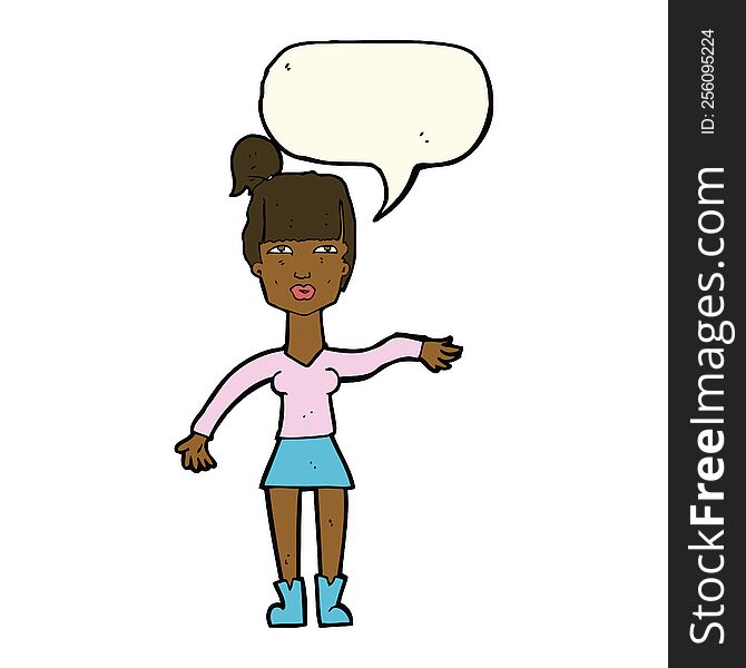 Cartoon Woman Making Dismissive Gesture With Thought Bubble