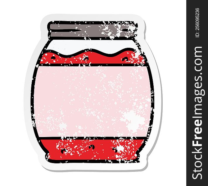 hand drawn distressed sticker cartoon doodle of a strawberry jam