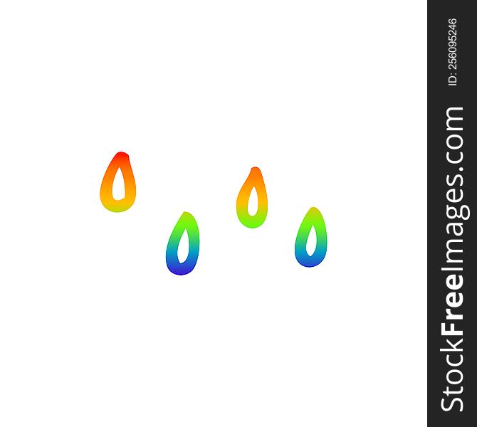Rainbow Gradient Line Drawing Cartoon Rain