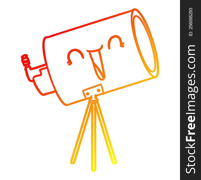 warm gradient line drawing of a cartoon telescope with face