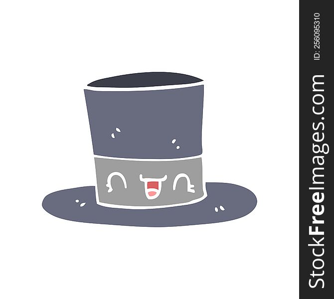 Flat Color Style Cartoon Top Hat