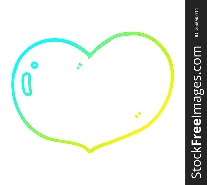 Cold Gradient Line Drawing Cartoon Love Heart