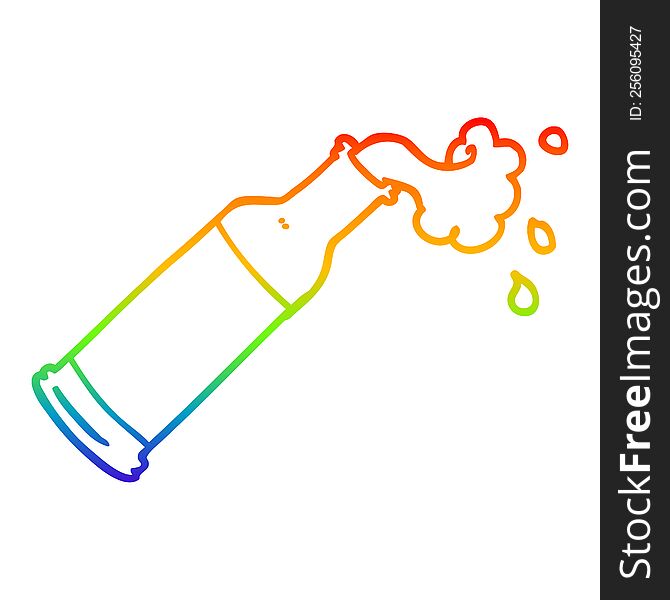 rainbow gradient line drawing of a cartoon foaming bottle