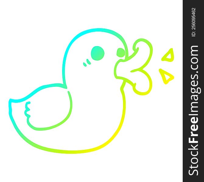 cold gradient line drawing of a cartoon happy duck