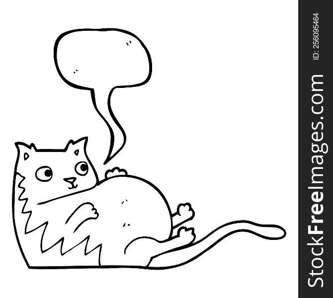 Speech Bubble Cartoon Fat Cat