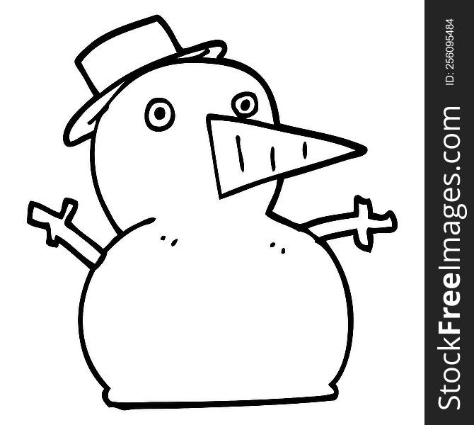 Line Drawing Cartoon Funny Snowman