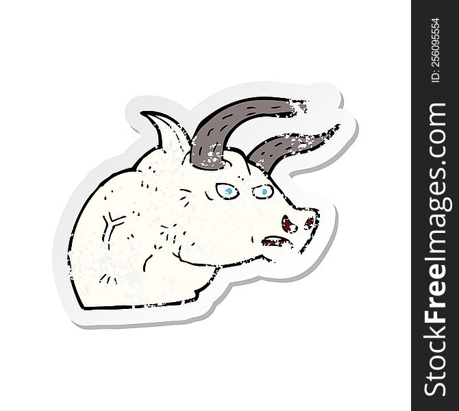 retro distressed sticker of a cartoon angry bull head