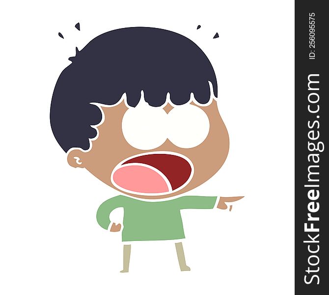 Flat Color Style Cartoon Shocked Man Pointing