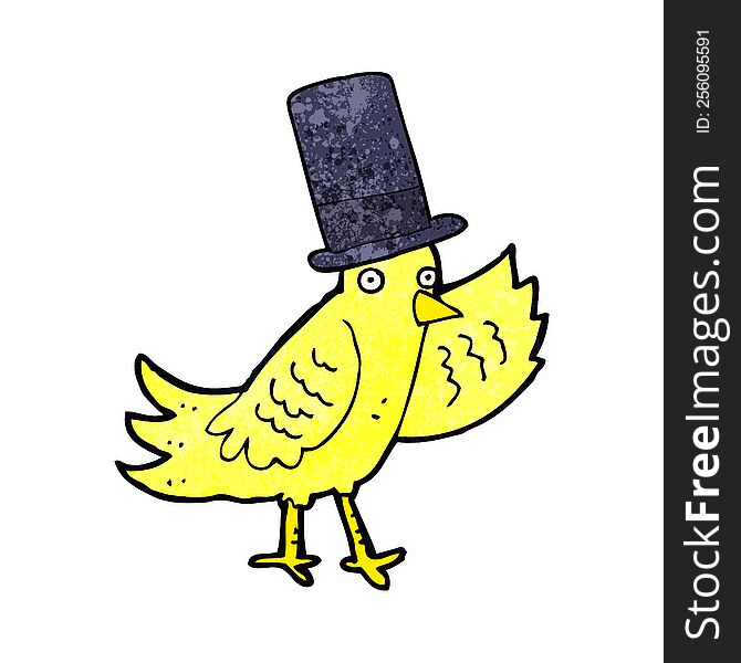 cartoon bird in top hat
