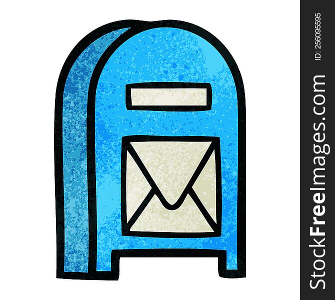 retro grunge texture cartoon of a mail box