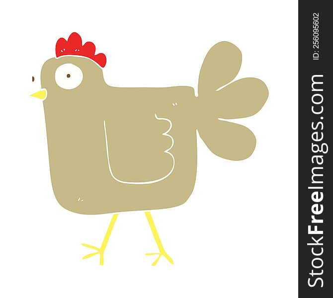 Flat Color Illustration Of A Cartoon Chicken