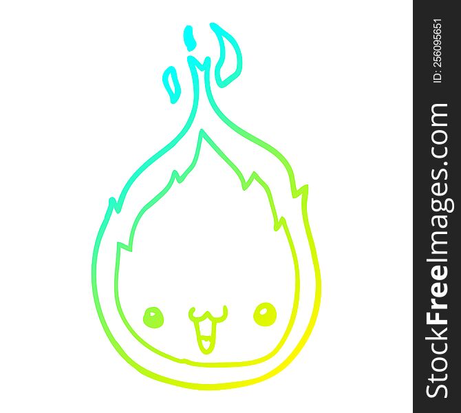 Cold Gradient Line Drawing Cute Cartoon Flame