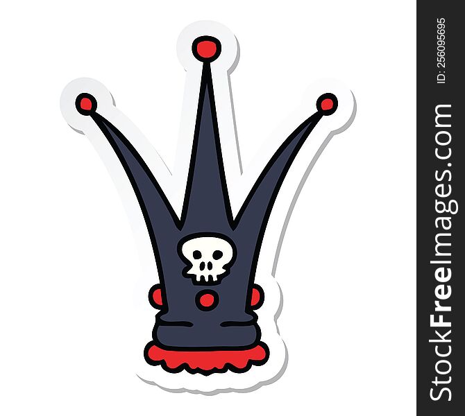 sticker of a quirky hand drawn cartoon death crown