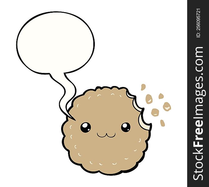 cartoon biscuit with speech bubble. cartoon biscuit with speech bubble