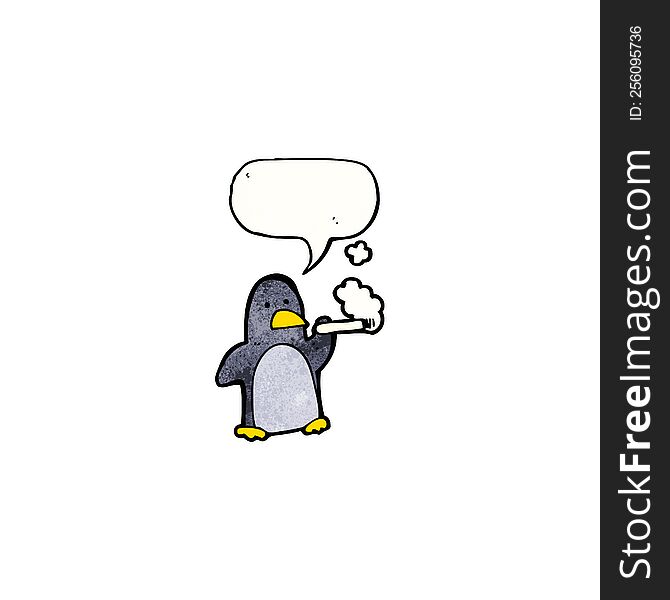 cartoon penguin smoking cigarette