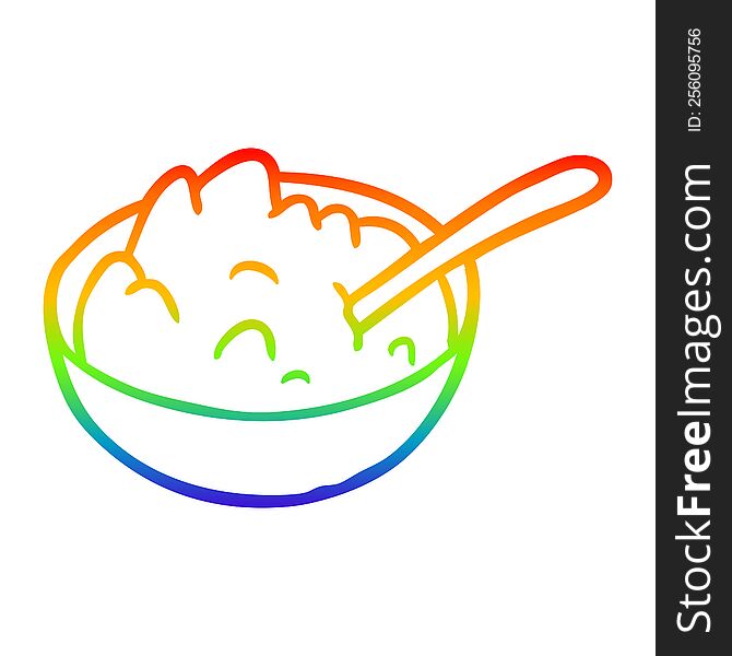 rainbow gradient line drawing of a bowl of porridge
