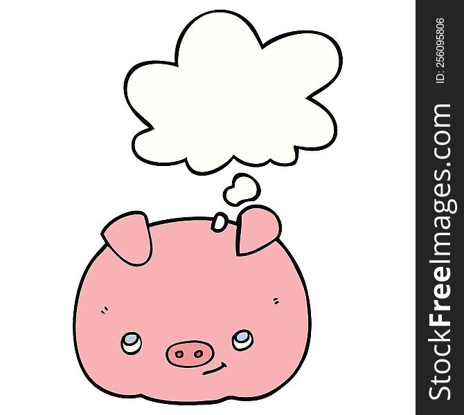 Cartoon Happy Pig And Thought Bubble