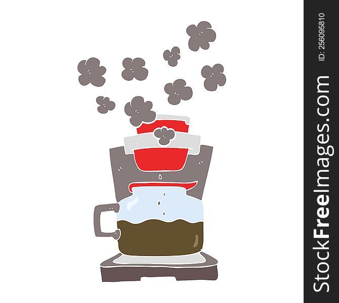 flat color illustration of a cartoon coffee maker