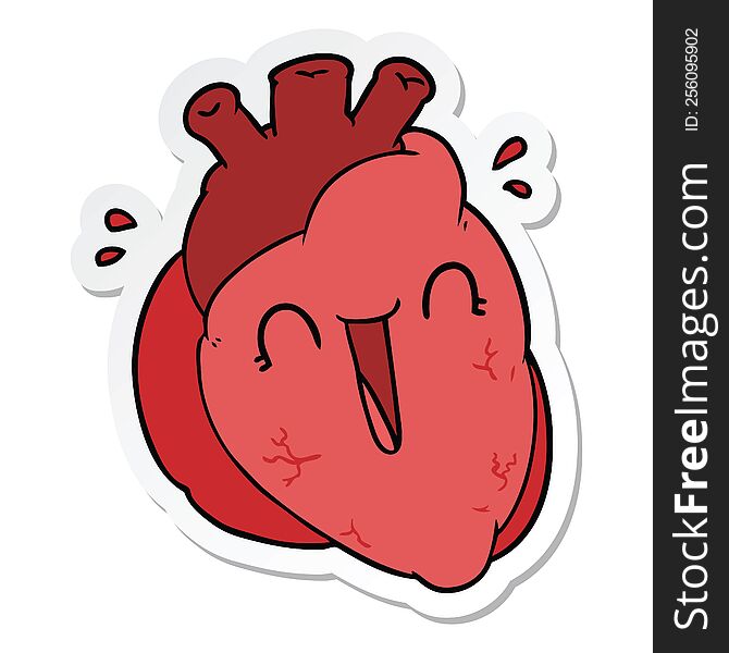 Sticker Of A Cartoon Heart Laughing