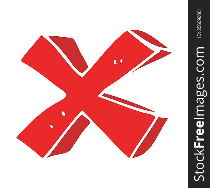 Flat Color Illustration Of A Cartoon Negative X Symbol