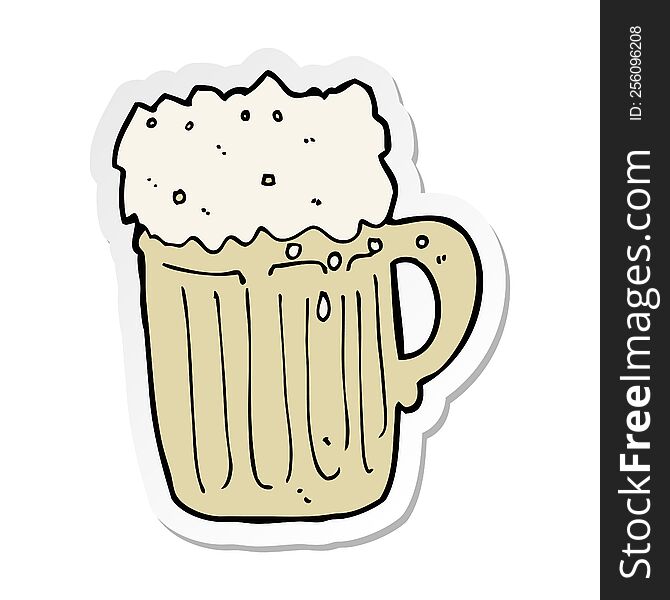 sticker of a cartoon mug of beer