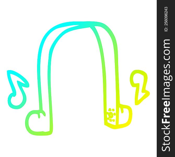 cold gradient line drawing of a cartoon modern headphones