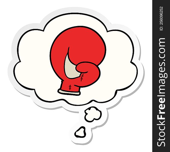 Boxing Glove Cartoon  And Thought Bubble As A Printed Sticker