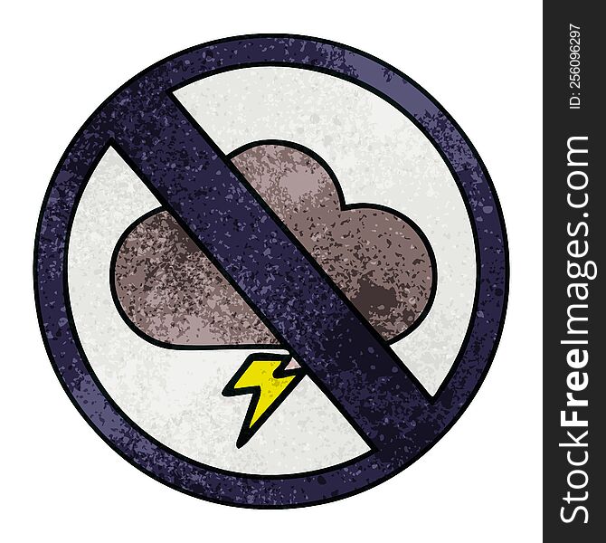 Retro Grunge Texture Cartoon Weather Warning Sign