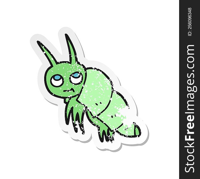 Retro Distressed Sticker Of A Cartoon Little Bug