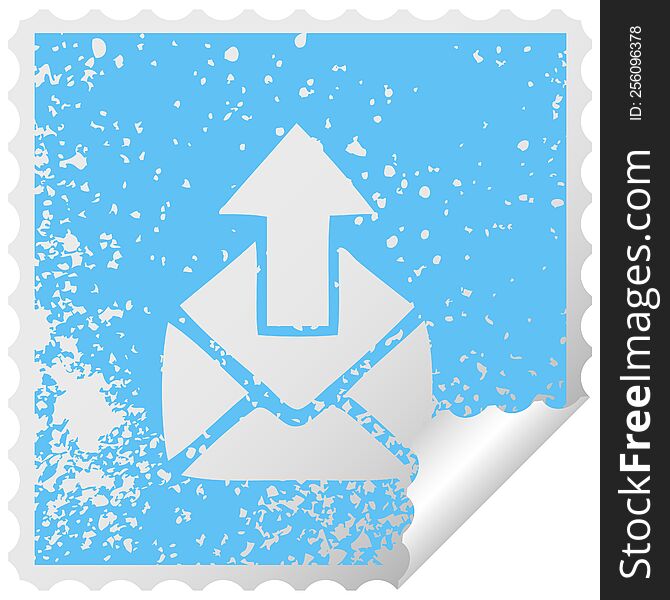 distressed square peeling sticker symbol email sign