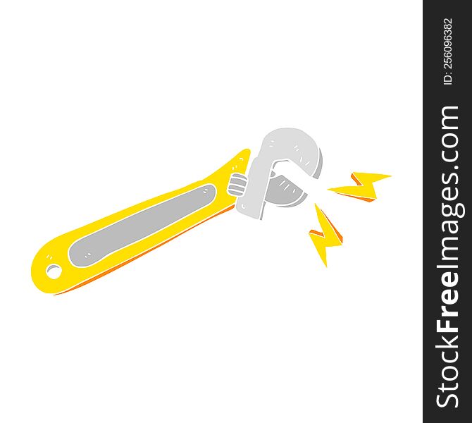 Flat Color Illustration Of A Cartoon Adjustable Spanner