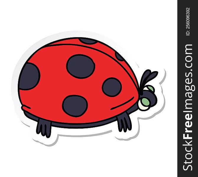 sticker of a quirky hand drawn cartoon ladybird