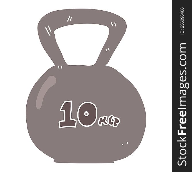 Flat Color Illustration Of A Cartoon 10kg Kettle Bell Weight