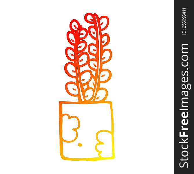 warm gradient line drawing of a cartoon plant
