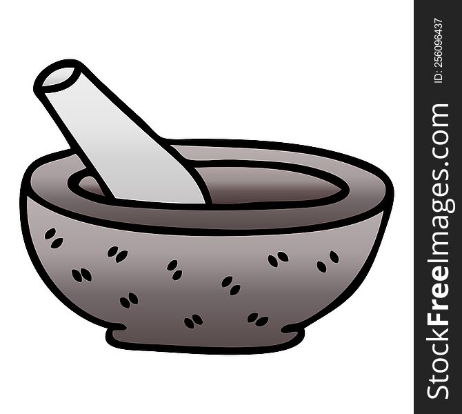 quirky gradient shaded cartoon pestle and mortar