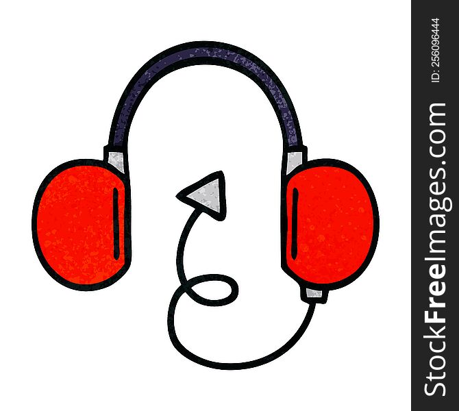 Retro Grunge Texture Cartoon Retro Headphones