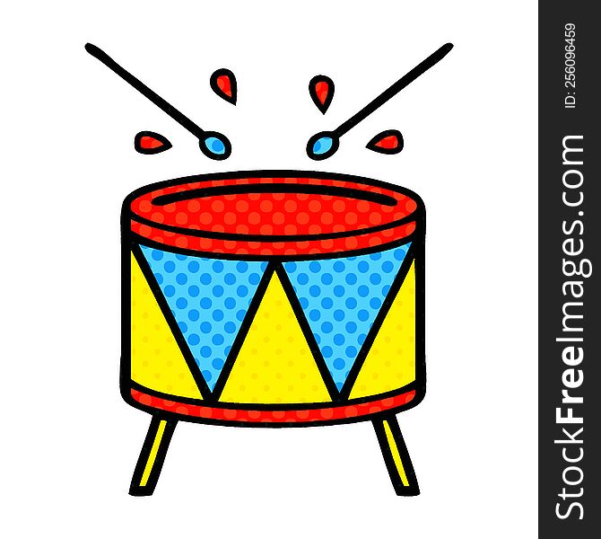 comic book style cartoon of a beating drum