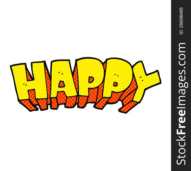 freehand drawn cartoon word happy