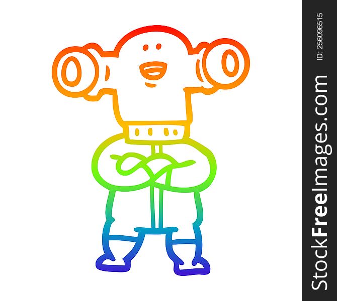 Rainbow Gradient Line Drawing Friendly Cartoon Alien