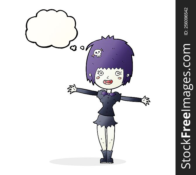 Cartoon Happy Vampire Girl With Thought Bubble