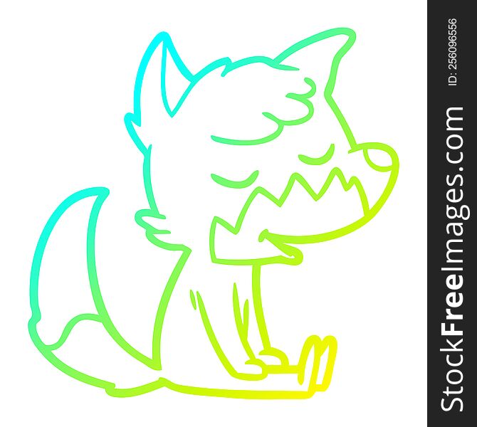 Cold Gradient Line Drawing Friendly Cartoon Sitting Fox