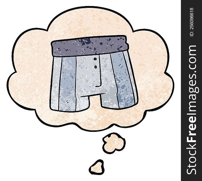 cartoon boxer shorts with thought bubble in grunge texture style. cartoon boxer shorts with thought bubble in grunge texture style